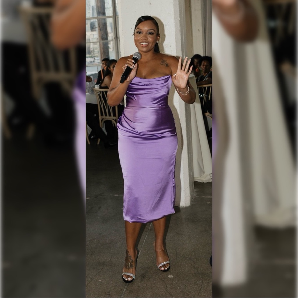 House Of Cb Santana Strapless Satin Cocktail Dress